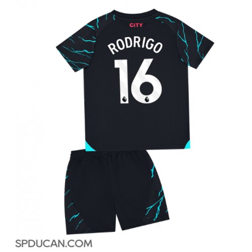 Dječji Nogometni Dres Manchester City Rodri Hernandez #16 Rezervni 2023-24 Kratak Rukav (+ Kratke hlače)